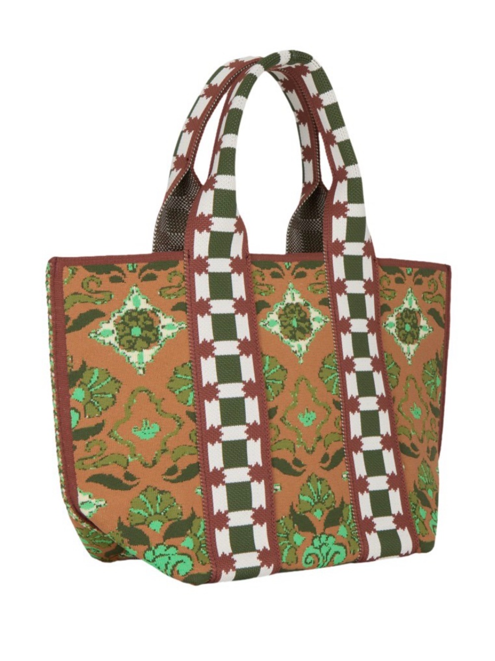 NWT Anthropologie Alemais Cece Jacquard Green & Brown Floral Mini Tote Bag - Picture 4 of 16
